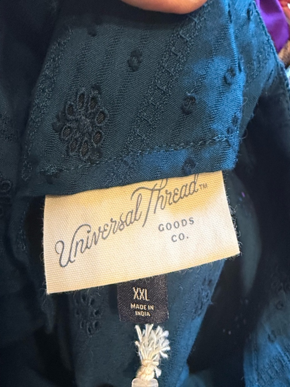 NWT Women's Universal Threads Teal Eyelet Blouse, Size XXL